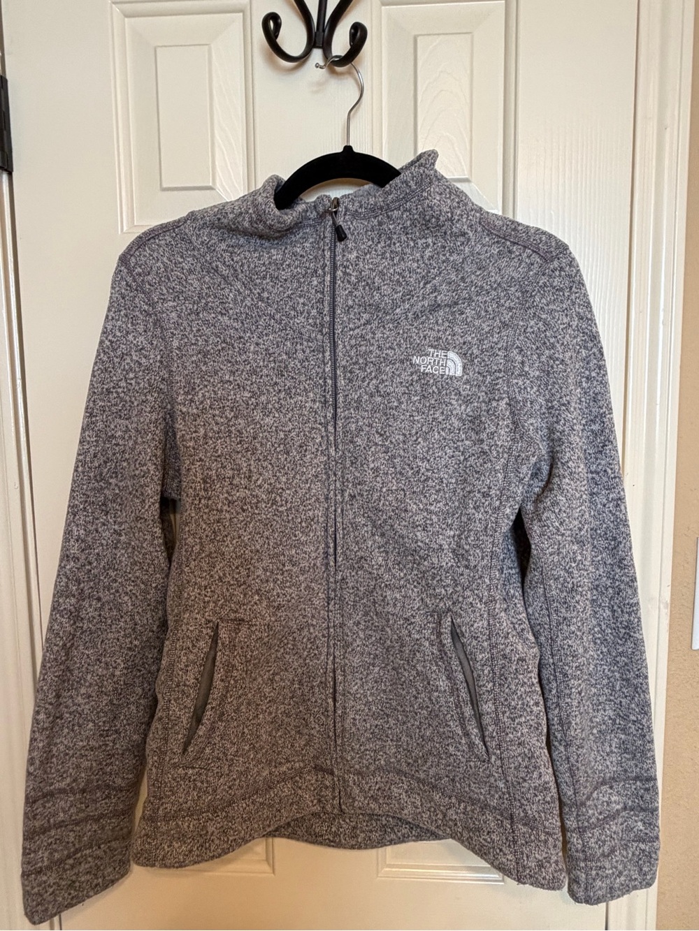 The North Face Women's Heather Gray Teddy Fleece Full-Zip Jacket